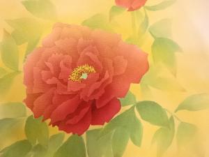 アンティーク　塩瀬手描き牡丹模様名古屋帯